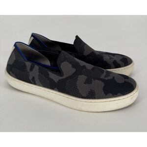Rothy's The Original Slip On Sneaker in Black‎ Gray Camouflage Women Size 7.5